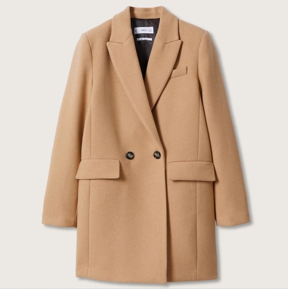 MANGO Lapels wool coat. Tan. Size Large. NWOT - Picture 3 of 16